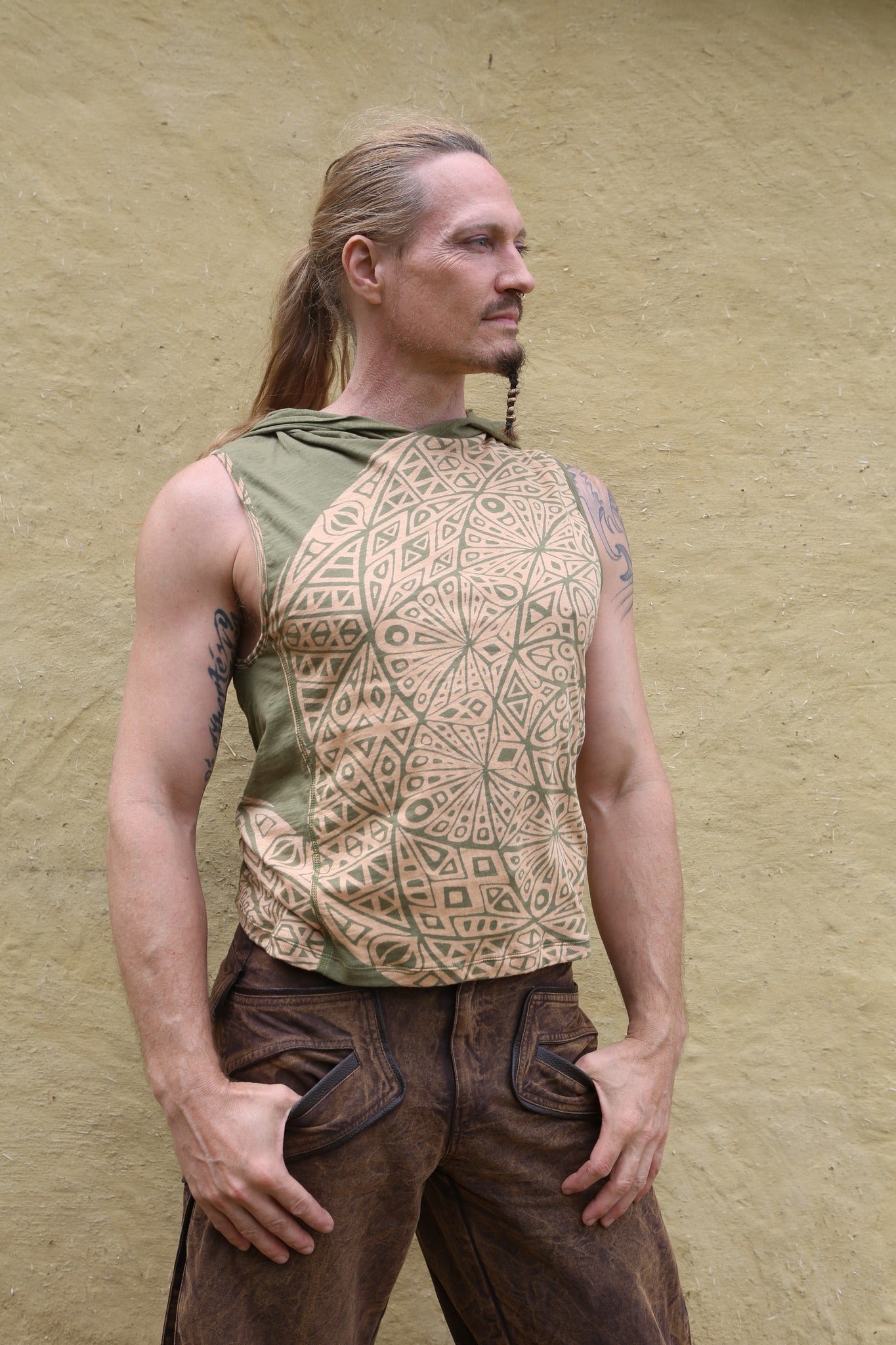 top singlet hood man thin slub