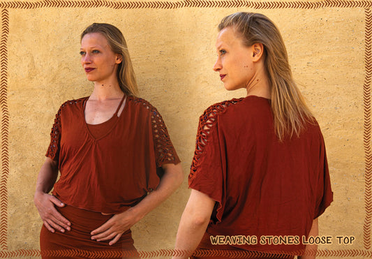loose top spandex with macrame weaving stones