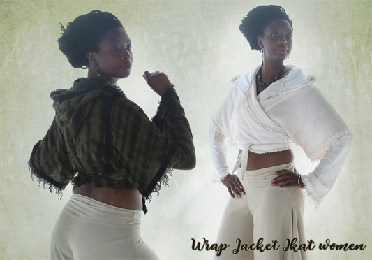 Wikkeljas met capuchon ikat