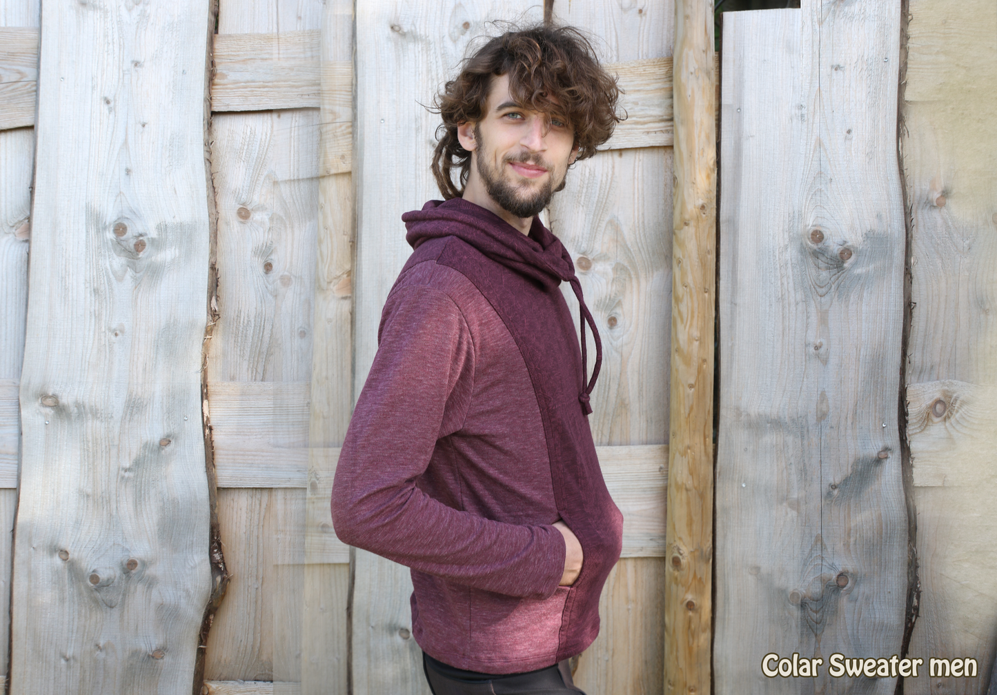 pullover man kraag cotton slub