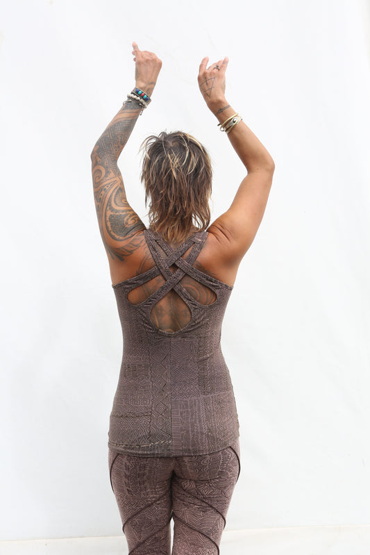 top  double cross spandex print