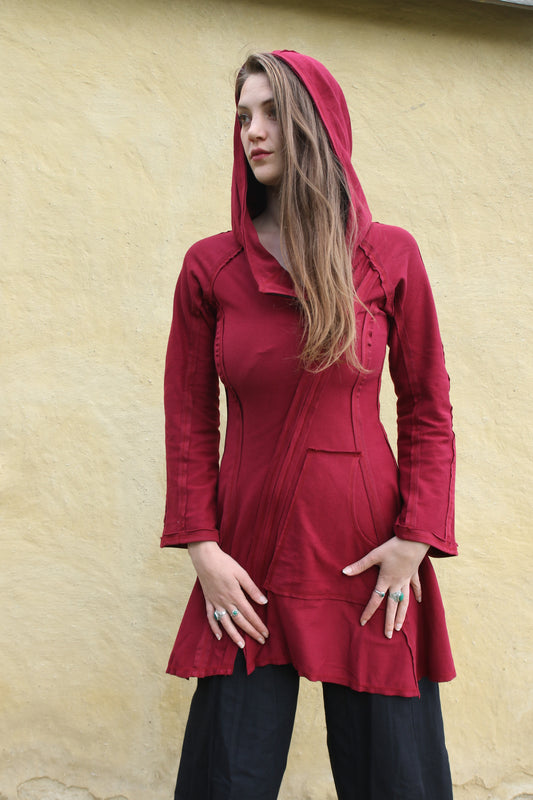 Coat terry assymetric zip