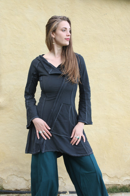 Coat terry assymetric zip