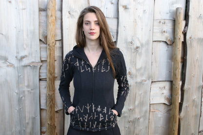 Jacket zip hood woman print
