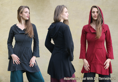 Coat terry assymetric zip