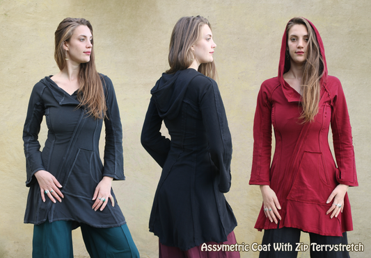 Coat terry assymetric zip
